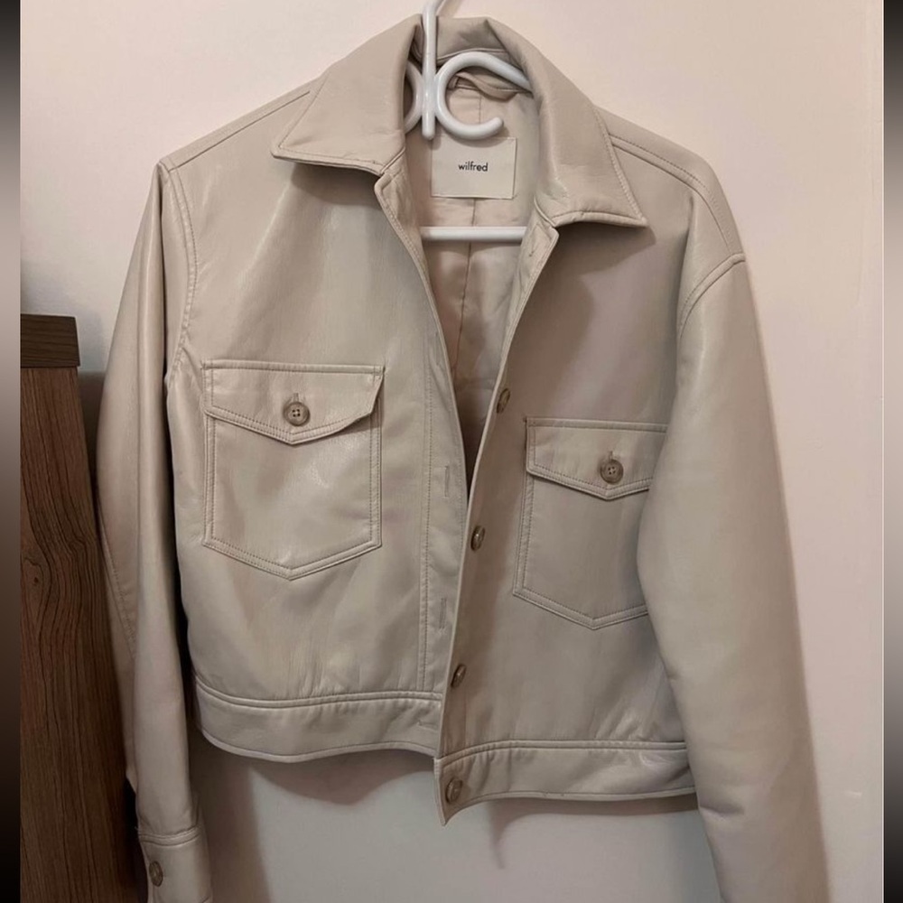 Aritzia Beige Leather Jacket